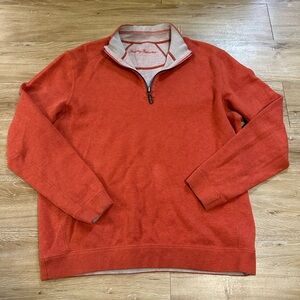 Tommy Bahama Sweater Adult Mens Orange Quarter Zip Think It’s A Large No Tag